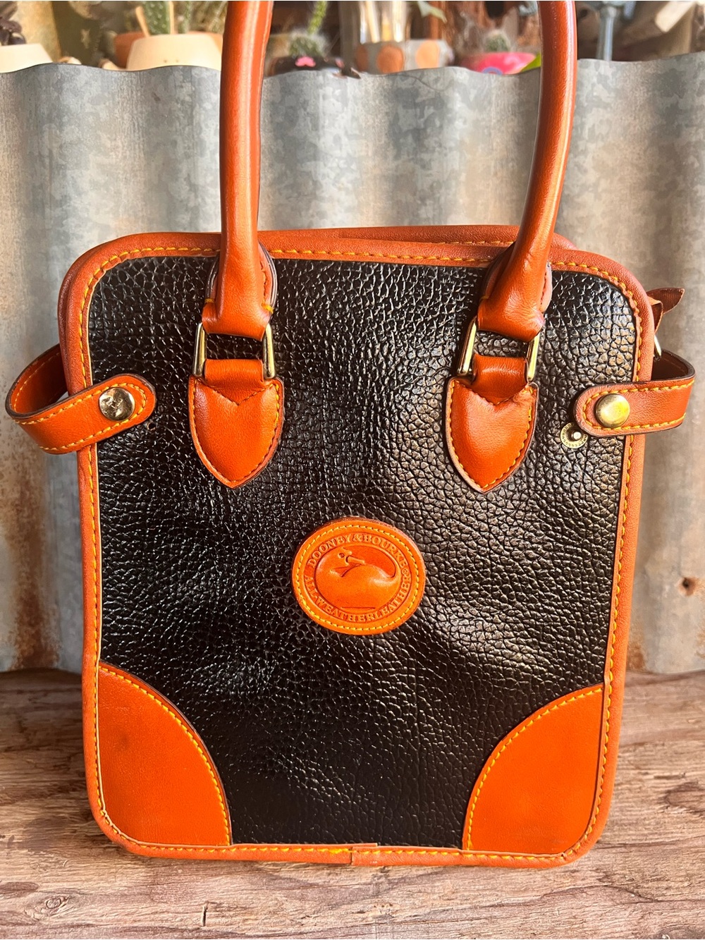 Leather structured satchel bag
